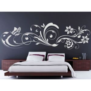 Dekorácia na stenu - Motýľ a kvetina - 40 x 140 cm - 015