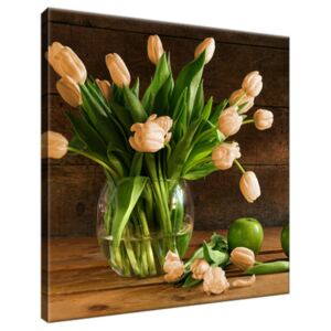 Obraz na plátne Nádherné tulipány a zelené jablká 30x30cm 2151A_1AI