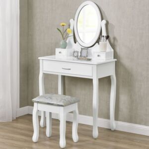 Originálny vintage toaletný stolík so zrkadlom Lilly | biely