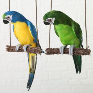 Dekorácie Papagáj na bidielku, modrý