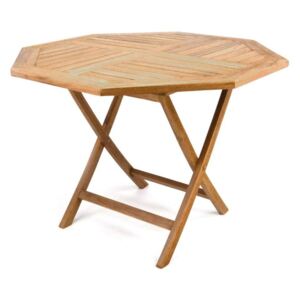 DIVERO skladací záhradný stolík z teakoveho dreva, Ø 100 cm