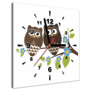 Tlačený obraz s hodinami Hnedé sovičky na konári ZP3121A_1AI