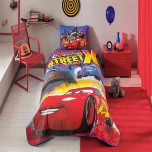 Set plédu na posteľ a obliečky na vankúš Disney Cars Nitroade, 160 × 220 cm