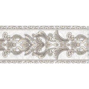 Vliesové bordúry 51020-28B, rozmer 12,5 cm x 5 m, ornamenty hnedé s trblietkami, IMPOL TRADE