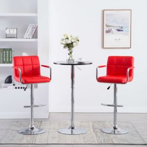 Barové stoličky s opierkami 2 ks, červené, umelá koža