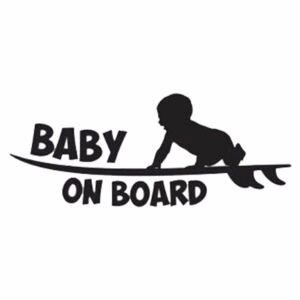 Samolepka na auto "Dieťa na palube - surfer - čierna" 19x8 cm