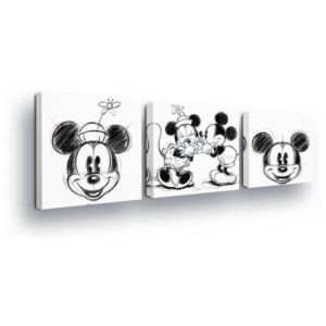 GLIX Obraz na plátne - Black and White Decoration Disney Mickey Mouse Trio II 3 x 25x25 cm