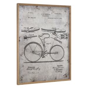[art.work] Dizajnový obraz na stenu - hliníková doska - bicykel (nákres) - zarámovaný - 80x60x2,8 cm