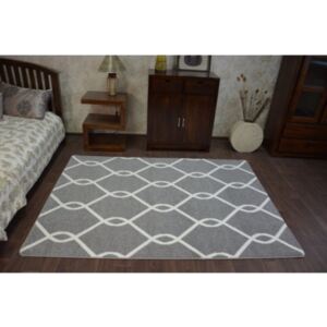 F934 Moderný koberec SKETCH šedo-biely trellis 80x150 cm