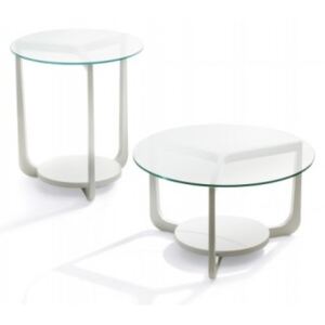 ISOLA dizajnový konferenčný stolík okrúhly sklo/masív P&C - priemer 50 cm