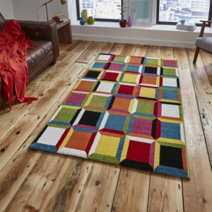 Farebný kockovaný koberec Think Rugs Sunrise, 160 × 220 cm