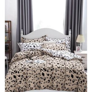 Pohodlné krémové posteľné prádlo z mikrovlákna s leopardím vzorom