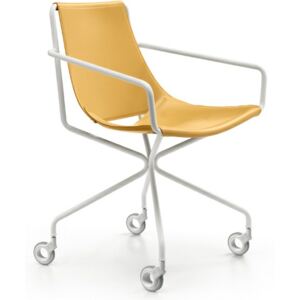 APELLE DP dizajnová stolička s podrúčkami na kolieskach MIDJ - lakovaná oceľ – biela