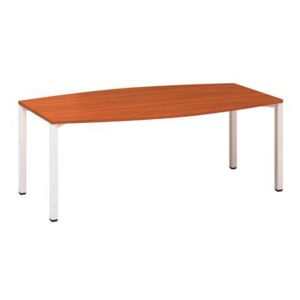 Konferenčný stôl Alfa 420 s bielym podnožím, 200 x 110 x 74,2 cm, dezén čerešňa