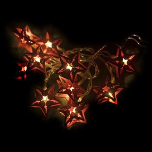 Vianočná dekoratívna reťaz HOLZ - červená hviezda - 10 LED