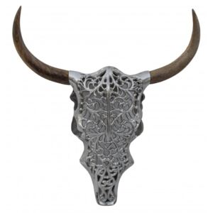 Strieborná dekoratívna lebka Exotic Bull 57cm