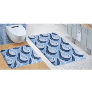 Kúpeľňové predložky Rozmer 60x100 + 60x50 modré kapky