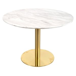 Okrúhly jedálenský stôl Kane 110 cm mramor / mosadz