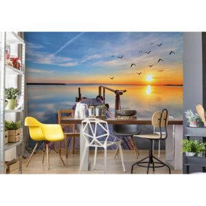 Fototapeta GLIX - Lake Sunset Pier + lepidlo ZADARMO Vliesová tapeta - 368x254 cm
