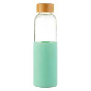 Sass & Belle Sklenená fľaša na vodu s bambusovým uzáverom - mätovo zelená 550 ml