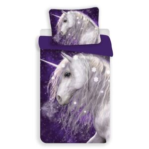 Jerry Fabrics Posteľné obliečky foto Unicorn purple, Hladká bavlna, 1x70x90/1x140x200cm