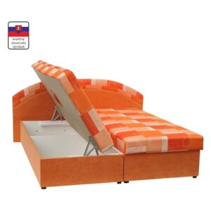Manželská posteľ, pružinová, oranžová/vzor, KASVO