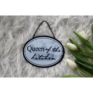 Ceduľa Queen of the Kitchen (Plechová ceduľa na zavesenie)