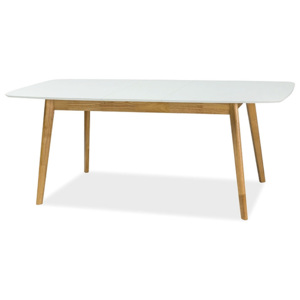 Jedálenský stôl FELIX II, 75x90x150-190, biela/dub