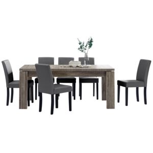 [en.casa]® Rustikálny dubový jedálenský stôl HTFU-2334 so 6 stoličkami HTMY-9703