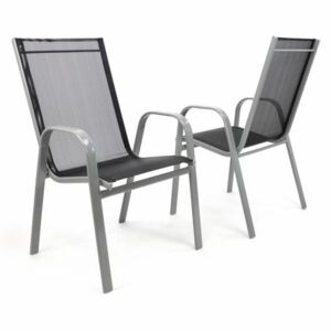 Set 2 ks záhradná stohovateľná stolička – sivá