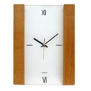 TORO Nástenné hodiny obdĺžnik s dreveným rámom, 30 x 22,3 x 2,8 cm