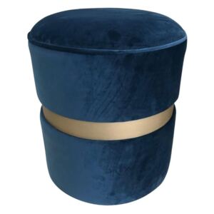 Modrý puf s nohami z borovicového dreva Simla Velvet Champagne, ⌀ 40 cm