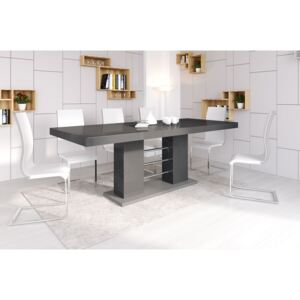 Luxusný rozkladací jedálenský stôl LINOSA 2 šeda vysoký lesk DOPRAVA ZADARMO