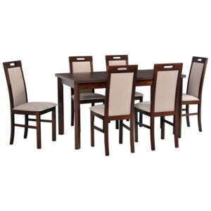 Rozkladací stôl so 6 stoličkami - AL35, Morenie: Orech - L, Poťahové látky: 5 - Inari23