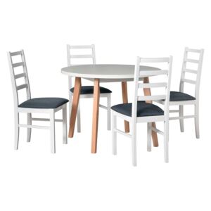 Okrúhly stôl so 4 stoličkami - AL41, Morenie: biela, Poťahové látky: 5 - Inari23
