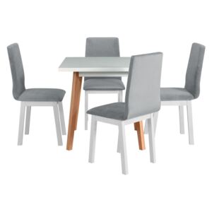 Rozkladací stôl so 4 stoličkami - AL40, Morenie: biela, Poťahové látky: 6 - Inari24