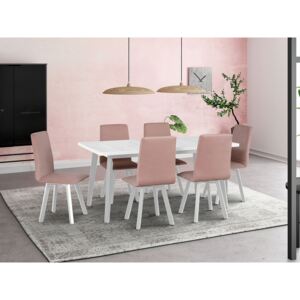 Rozkladací stôl so 6 stoličkami - AL44, Morenie: biela, Poťahové látky: 6 - Inari24