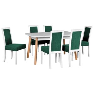 Rozkladací stôl so 6 stoličkami - AL49, Poťahové látky: 6 - Inari24, Farby nožičiek: čierna