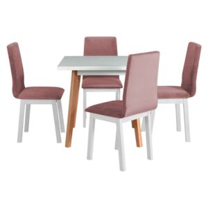 Rozkladací stôl so 4 stoličkami - AL40, Morenie: biela, Poťahové látky: 19 - Jasmine 61