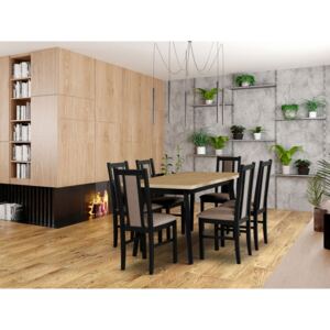 Rozkladací stôl so 6 stoličkami - AL46, Poťahové látky: 5 - Inari23, Farby nožičiek: čierna