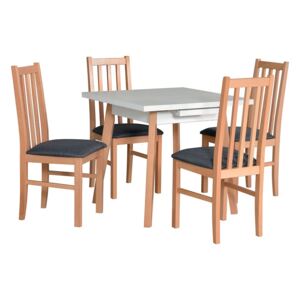 Rozkladací štvorcový stôl so 4 stoličkami - AL39, Morenie: biela - L, Poťahové látky: 5 - Inari23