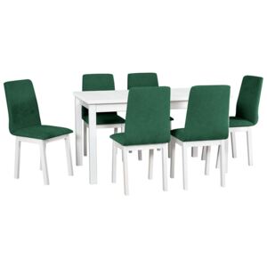 Rozkladací stôl so 6 stoličkami - AL37, Morenie: biela, Poťahové látky: 23x - Kronos 19