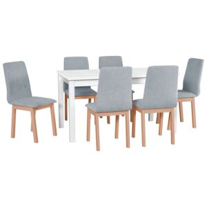 Rozkladací stôl so 6 stoličkami - AL37, Morenie: buk prírodný, Poťahové látky: 16 - Jasmine 90