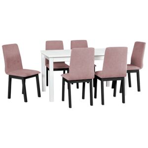 Rozkladací stôl so 6 stoličkami - AL37, Morenie: čierny, Poťahové látky: 19 - Jasmine 61