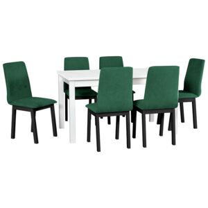 Rozkladací stôl so 6 stoličkami - AL37, Morenie: čierny, Poťahové látky: 23x - Kronos 19