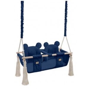 Detská sedačková hojdačka pre dvojičky Mouse - Tmavo modrá