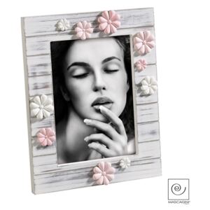 MASCAGNI A285 WOOD WHITE/RESIN ROSE FLOWERS 13x18