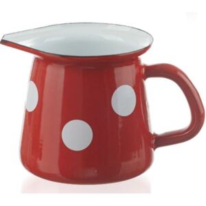Červená smaltovaná mliekovka s bodkami Red dot -11,5cm - 0.4l