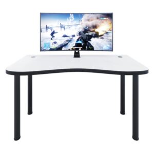 Expedo Počítačový herný stôl CODE Y1, 135x73-76x65, biela/čierne nohy + USB HUB