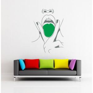 GLIX Lips swag - nálepka na stenu Šedá a zelená 70 x 95 cm